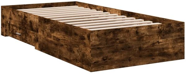 vidaXL Bettgestell mit Schubladen Räuchereiche 100x200cm Holzwerkstoff 3280423 Bild 2