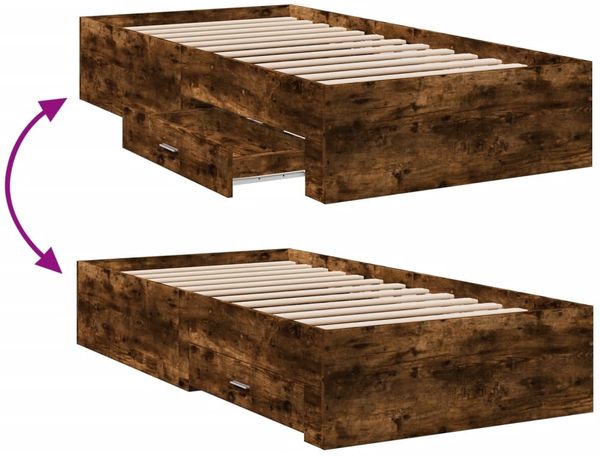vidaXL Bettgestell mit Schubladen Räuchereiche 100x200cm Holzwerkstoff 3280423 Bild 7