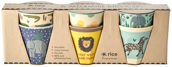 rice Becher Rice Becher Melamin 6er Set Jungle Animals Print, Melamin