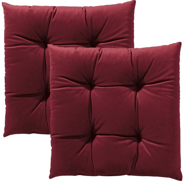 REDBEST Stuhlkissen Stuhlkissen "Kingsville" 2er-Pack, Nicky-Velours Uni