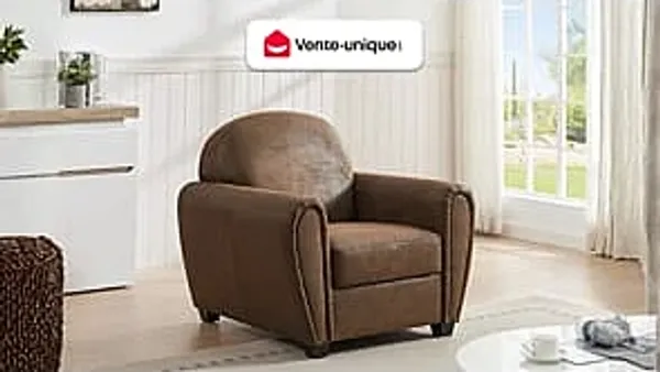 Vente-unique - VICTORY Sessel StoffStoff Braun - B 81 cm x H 89 cm x L 94 cm