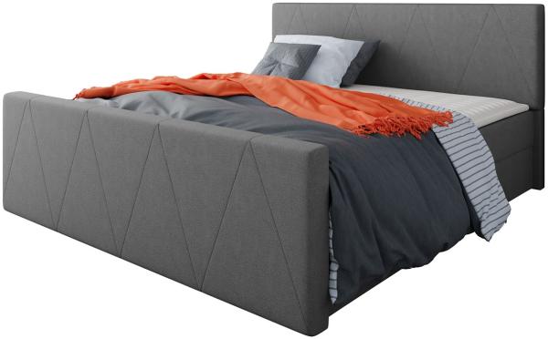 Mirjan24 Boxspringbett Ziton 3, Grau, 160 x 200 cm