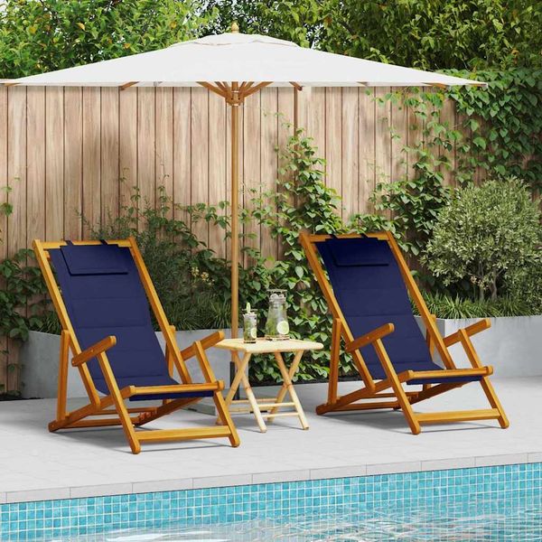 vidaXL Liegestuhl mit Kissen 2 pcs Braun Massivholz Akazie 3325143
