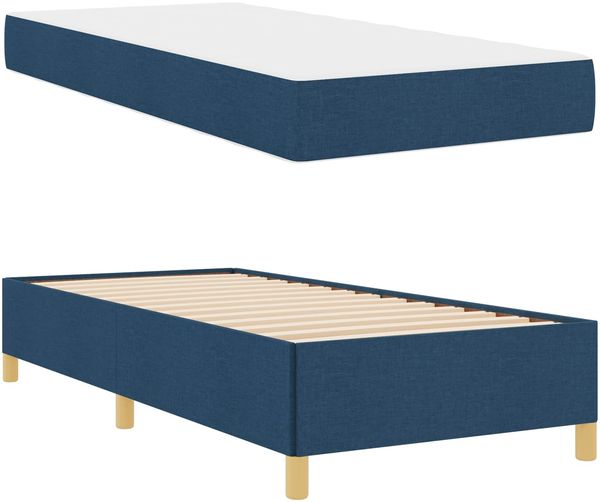 vidaXL Bettrahmen mit Matratze Blau 100 x 200 cm Stoff 3398919 Bild 5