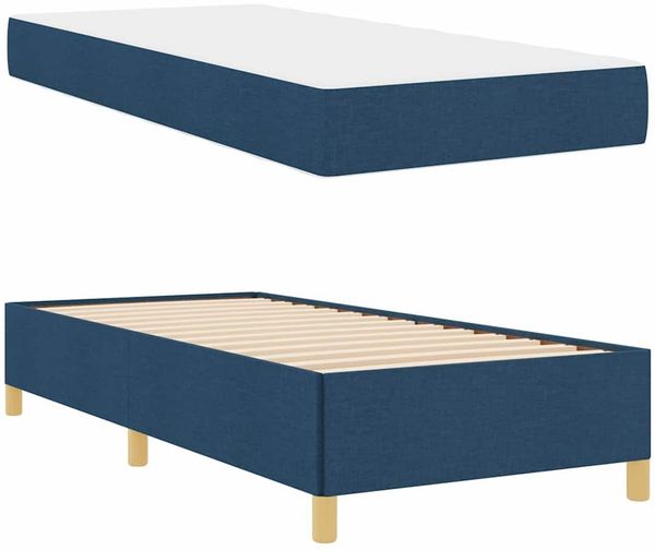 vidaXL Bettrahmen mit Matratze Blau 100 x 200 cm Stoff 3398919 Bild 6
