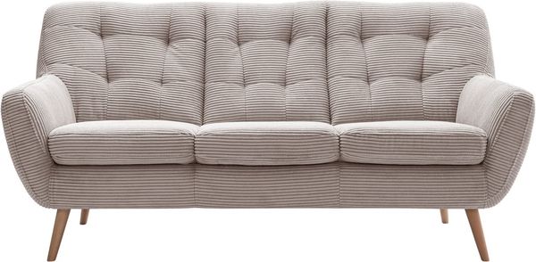exxpo - sofa fashion 3-Sitzer Scandi, bequem, aufwendige Rückenpolsterung für mehr Sitzkomfort, aktuelle Farben in hochwertigen Bezugsqualitäten, Holzfuß