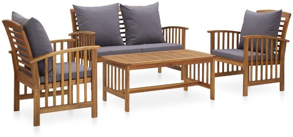 vidaXL 4-tlg. Garten-Lounge-Set mit Auflagen Massivholz Akazie 3057979