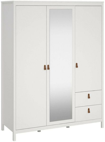 Dmora Kleiderschrank 3 Türen Rufina, Schlafzimmermöbel, Schrank, Garderobe, 150x58 h199 cm, Weiß