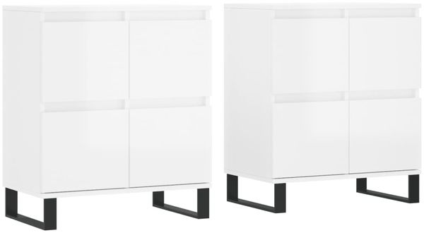 2 Stk. Sideboards, Kommoden Hochglanz-Weiß Holzwerkstoff j3518p
