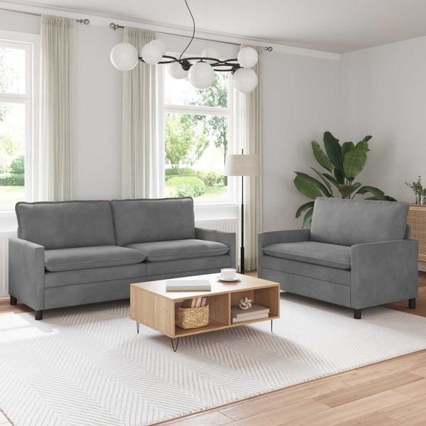vidaXL Sofa Set 2 pcs Dunkelgrau Samt 3417128