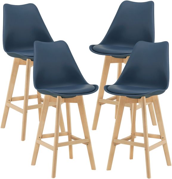4er-Set Barstuhl mit Rückenlehne Lublin Blau en. casa