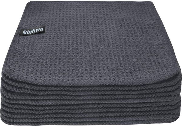 KinHwa Spültücher Grau Waffeltuch Mikrofasertuch 20x20cm 10