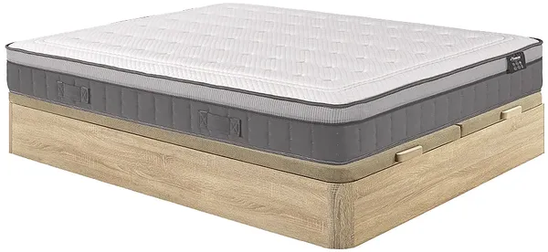 Vente-unique - ASGARD Mattress and bed base set Holz, PlatteStoff BeigeWeiß - B 180 cm x H 30 cm x L 200 cm
