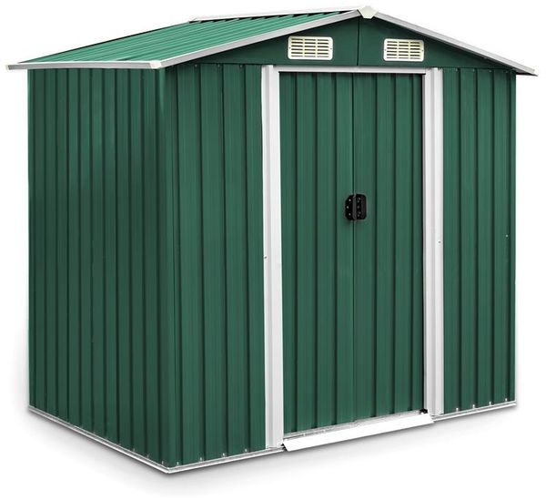 Geräteschuppen Gerätehaus Metall 204x132x185 cm Gartenschuppen grün Gartenhaus