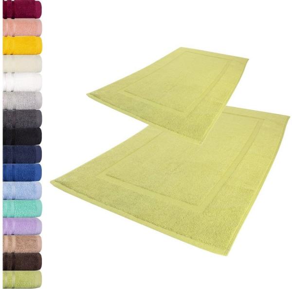 Lavea 2er Set Badematte 50x80 cm – rutschfeste, Waschbare Badematten aus 100% Baumwolle, Frottierserie Elena – Saugstark, Strapazierfähig und Zeitlos – Ideal für Badezimmer, Dusche - Lindgrün