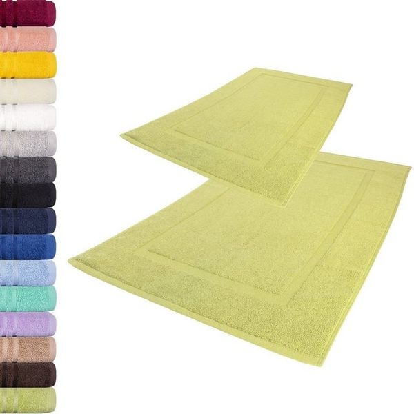 Lavea 2er Set Badematte 50x80 cm – rutschfeste, Waschbare Badematten aus 100% Baumwolle, Frottierserie Elena – Saugstark, Strapazierfähig und Zeitlos – Ideal für Badezimmer, Dusche - Lindgrün Bild 4