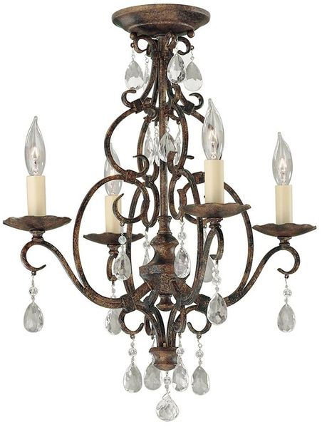 Feiss FE-CHATEAU4 Kronleuchter Chateau E14 60W Stahl, Kristall; Bronze mokka B:42. 2cm Ø42. 2cm dimmbar höhenverstellbar