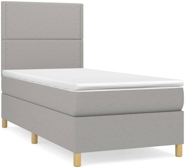 vidaXL Boxspringbett mit Matratze Hellgrau 90x190 cm Stoff, Härtegrad: H2 [3142217]