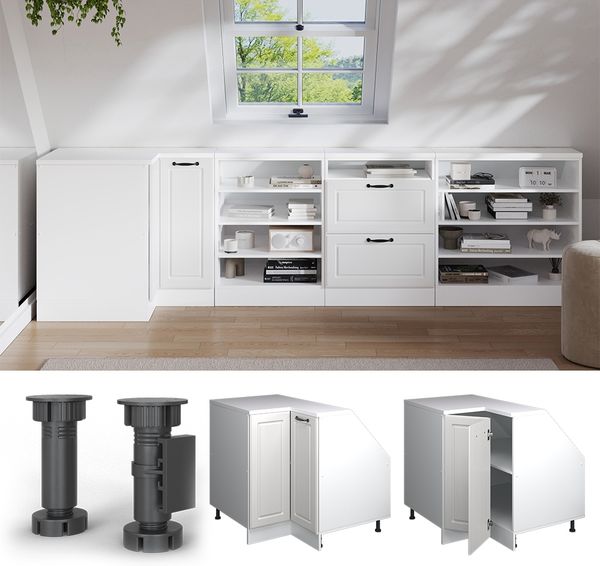 Dachschrägenschrank Eckschrank Rion Weiß Landhaus 75.6 x 81.6 cm mit 1 Tür, Schrankkorpus 60 cm Tiefe Vicco Bild 5