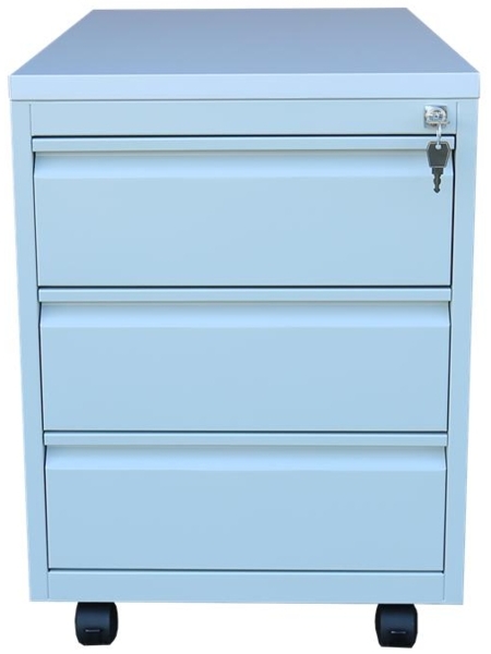 Stahl Büro Rollcontainer Bürocontainer mit einer Stahl-Abdeckplatte 3 Schubladen RAL 7035 Lichtgrau 505305 Bild 2