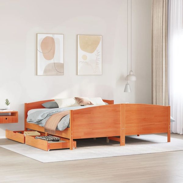 vidaXL Massivholzbett ohne Matratze Wachsbraun 200x200 Kiefernholz 3301778