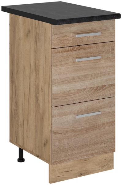 Küchenunterschrank R-Line Sonoma 40 cm mit Schubladen, AP Anthrazit Vicco