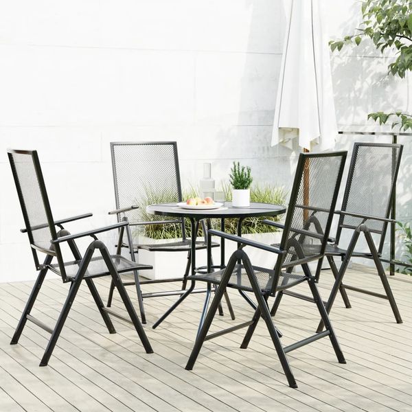 vidaXL Gartenstuhl-Set 5-tlg. Verstellbar Pulverbeschichteter Stahl 3283761