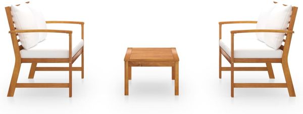 vidaXL 3-tlg. Garten-Lounge-Set mit Auflagen Massivholz Akazie 3057788 Bild 3