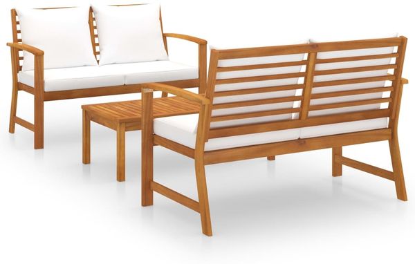 vidaXL 3-tlg. Garten-Lounge-Set mit Auflagen Massivholz Akazie 3057788 Bild 2