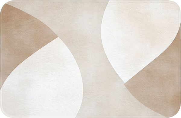 OnlyWow WC-Vorleger Braun - Japandi - Abstrakt, Höhe 10 mm, Polyester, Rechteckig, WC Teppich, Toilettenvorleger, Toilettenteppich, Badematte 60x40 cm