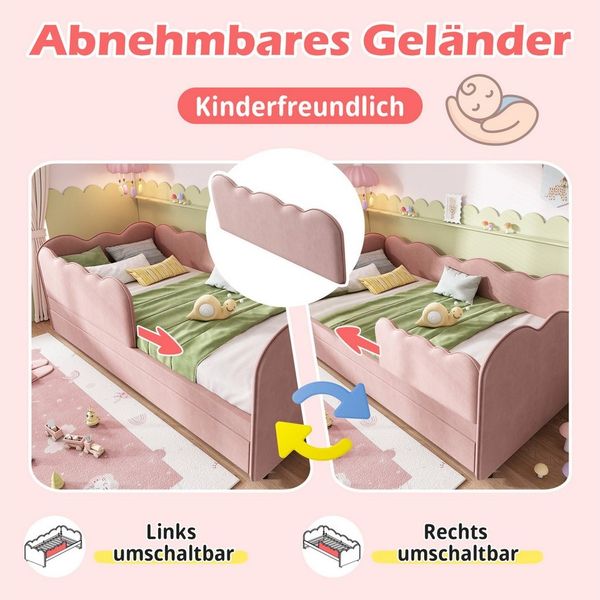 i@home Kinderbett mit Ausziehbett, Tagesbett Sofa Bett mit Lattenrost, 90x190cm (Ideal für kleine Kinderzimmer), Platzsparend und multifunktional