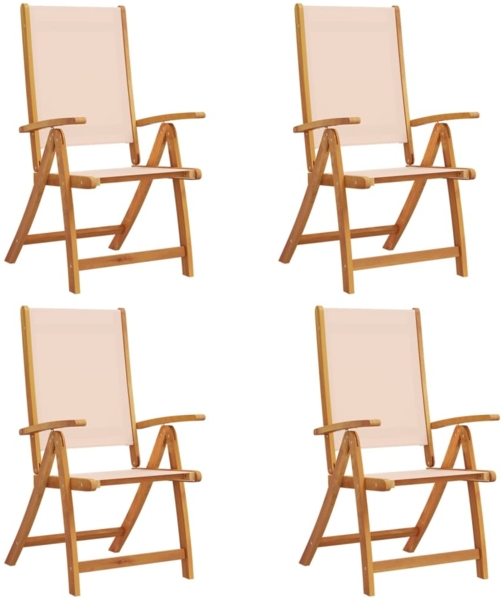 vidaXL Gartenstühle 4 Stk. Klappbar Massivholz Akazie und Textilene 3279235