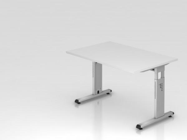 Schreibtisch OS12 C-Fuß 120x80 cm Weiß Gestellfarbe: Silber