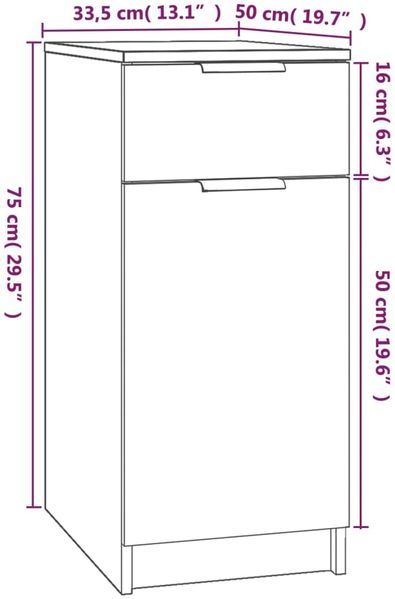 vidaXL Büroschrank Sonoma-Eiche 33,5x50x75 cm Holzwerkstoff 811505 Bild 9