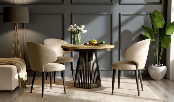 Compleo Esstisch rund Ausziehbar Ø: 120 cm oder Ø: 100 cm, Modern Esstisch mit Lamellen, DAST