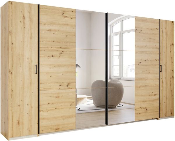 rauch Schwebetürenschrank Kleiderschrank Drehtürenschrank Schrank Garderobe KRONACH (in 3 Ausstattungen BASIC/CLASSIC/PREMIUM, Breiten 225/268/311/354 cm) Kombischrank optional mit 1 oder 2 Spiegel viele Böden MADE IN GERMANY