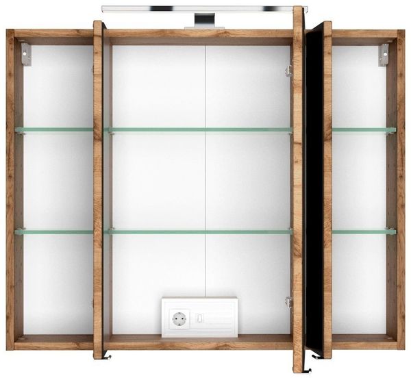 welltime Spiegelschrank Baabe Breite 80 cm, mit 3D-Effekt, dank 3 Spiegeltüren