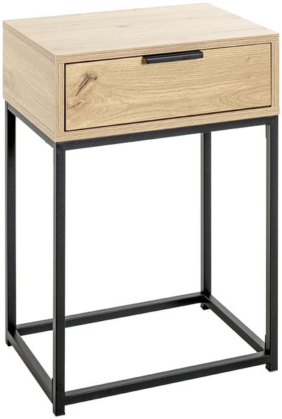 Nachtkonsole >52483< in eiche, schwarz - 40x60x28cm (BxHxT)