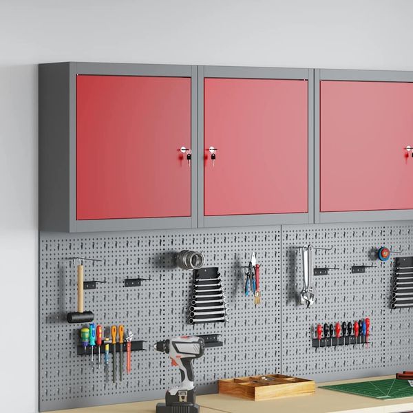 vidaXL Werkzeugschrank mit Regal Rot und Grau 50 x 20 x 55 cm 4103470
