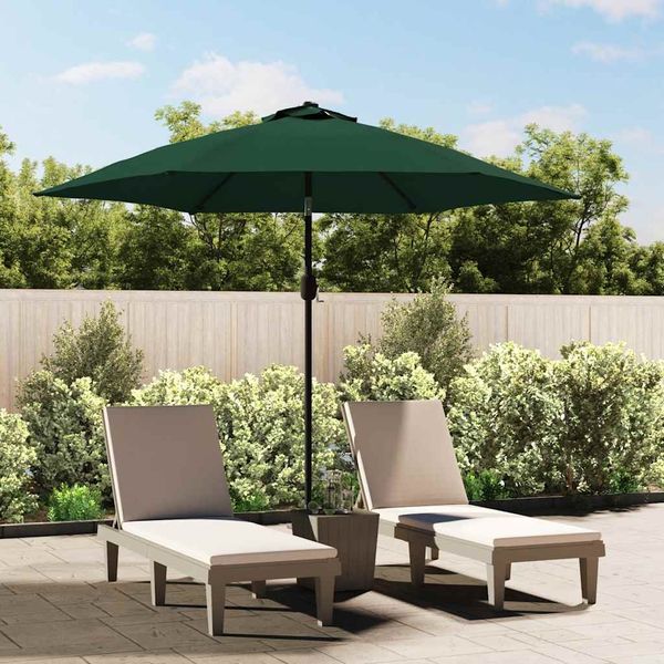 Sonnenschirm, Ampelschirm, Gartenschirm mit LED-Beleuchtung 3 m Grün