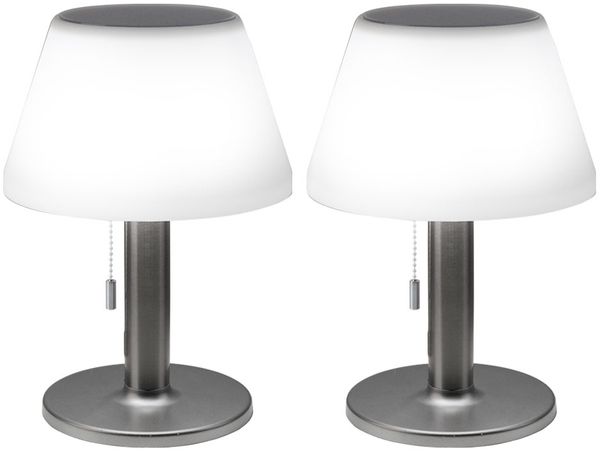 2er Set LED Solar Tischleuchte, Stufendimmer, silber, H 28cm