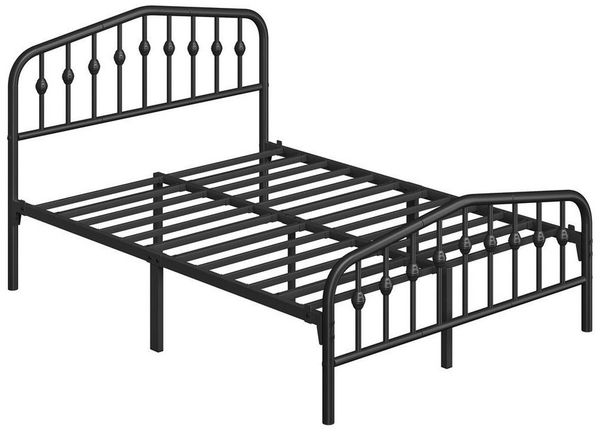 Yaheetech Metallbett 90-160cm (B), Bettrahmen Vintage Bettgestell mit kronenförmigem Kopfteil