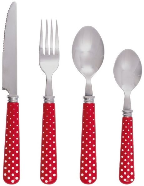 Greengate Besteck-Set Dotty Besteckset rot 4tlg, Acrylic