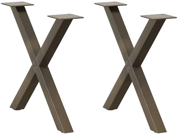vidaXL Couchtischbeine X-Form 2 Stk. Naturstahl 50x(42-43) cm Stahl 4012899