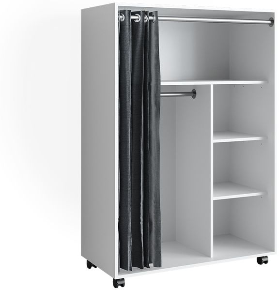 Kleiderschrank Doros Weiß 100 x 146.6 cm offen, mit Rollen Vicco