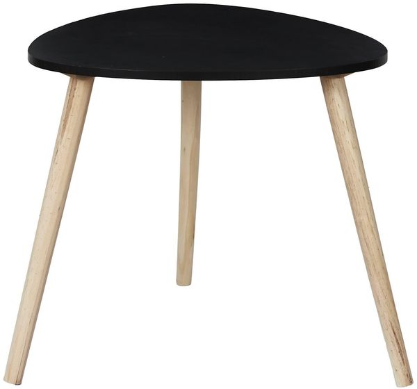 HOME DECO FACTORY, HD0497, Großer dreieckiger Beistelltisch aus schwarzem Holz, klares und modernes Design, ideal für Wohnzimmer oder Büro, Maße 48 x 46 x 48 cm, Farbe Schwarz