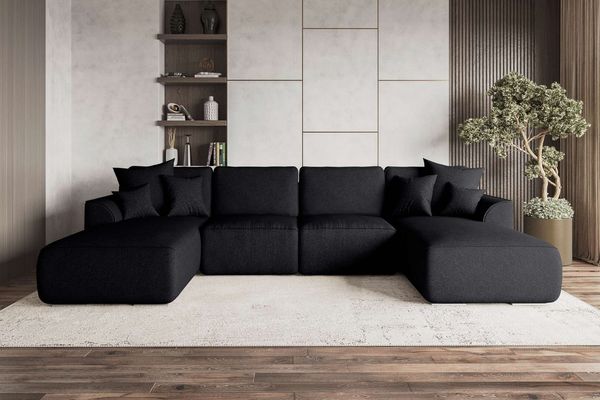 99rooms Wohnlandschaft Gusto, Sofa, U-Form, mit Schlaffunktion, mit abnehmbaren Kissen, Bezug - Strukturstoff NEVE