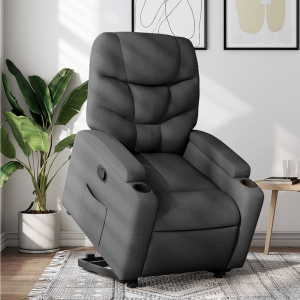 vidaXL Relaxsessel mit Aufstehhilfe Dunkelgrau Stoff 3204597