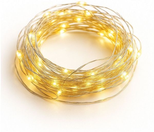 matches21 HOME & HOBBY LED-Lichterkette Mini Lichterkette 5 m, 100 LED Timer Batterie warmweiß innen, 100-flammig, Micro Draht Beleuchtung Indoor Leuchtdeko