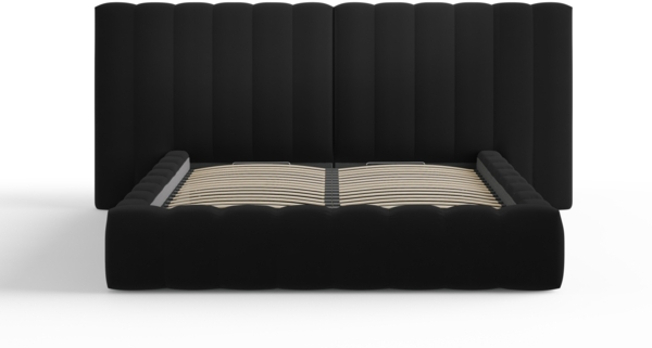 Micadoni Bett Kelp mit Doppelkopfteil Samt Bluvel Schwarz 180x200 Bild 2